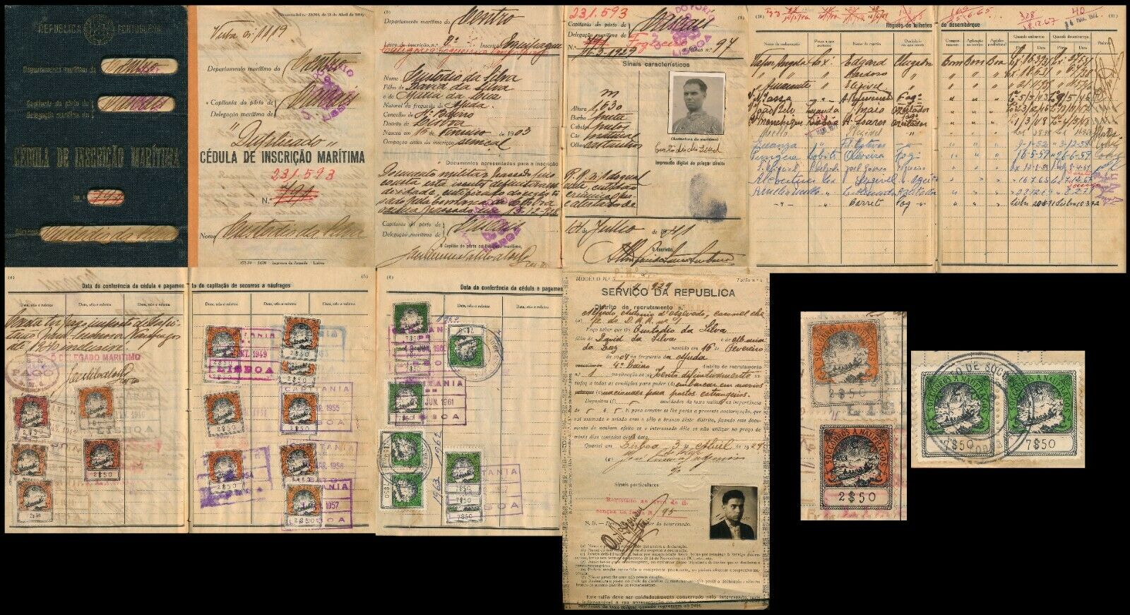 Portugal 1941, Maritime Seaman Passport Book With 23 Scarce Revenues.  #m227